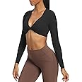 Aoxjox Long Sleeve Crop Tops for Women Sienna Twist Deep V Workout Cropped T Shirt Top
