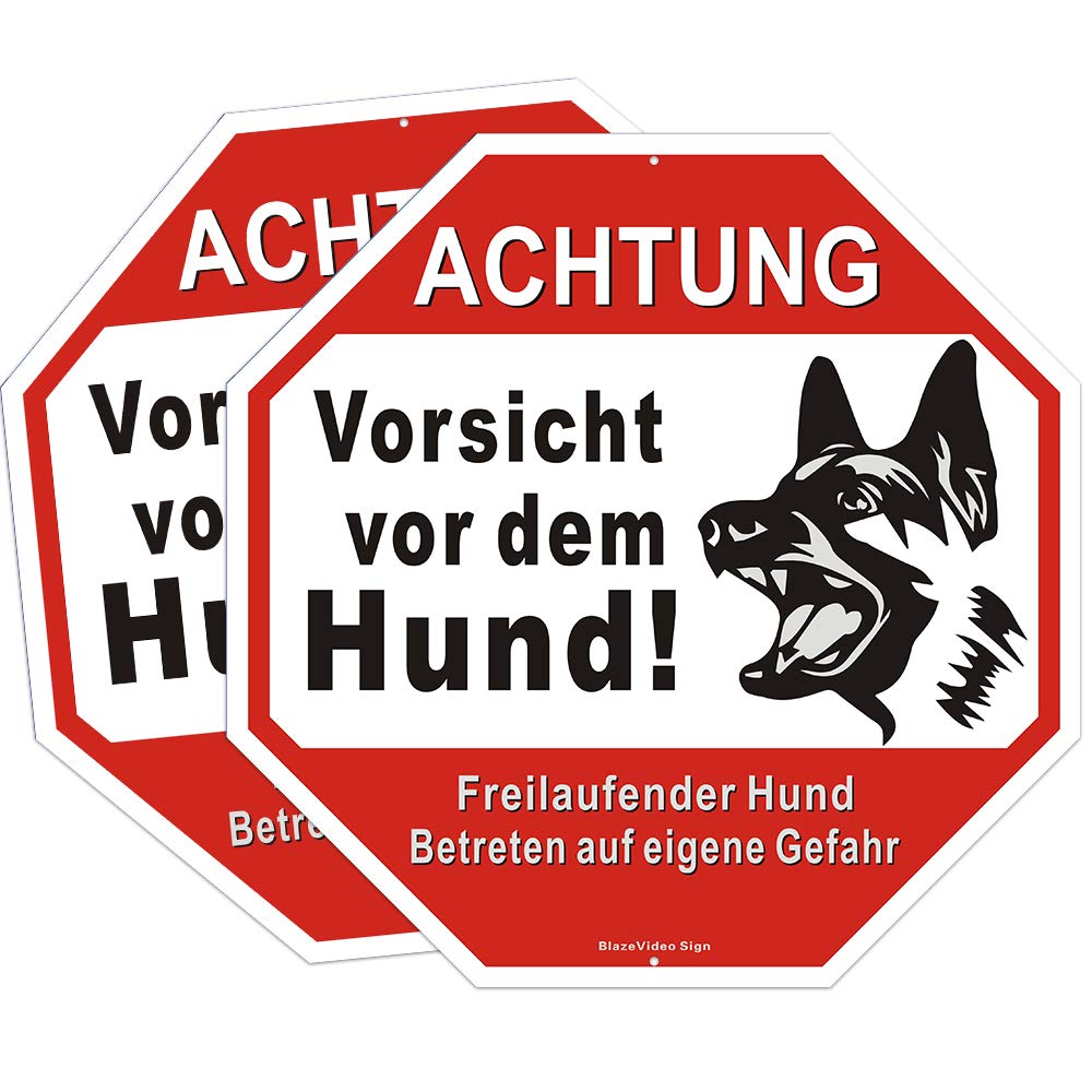 2-Piece Warning Sign Safety Signs "Caution Before The Dog" Signs 12 x 12 Inches