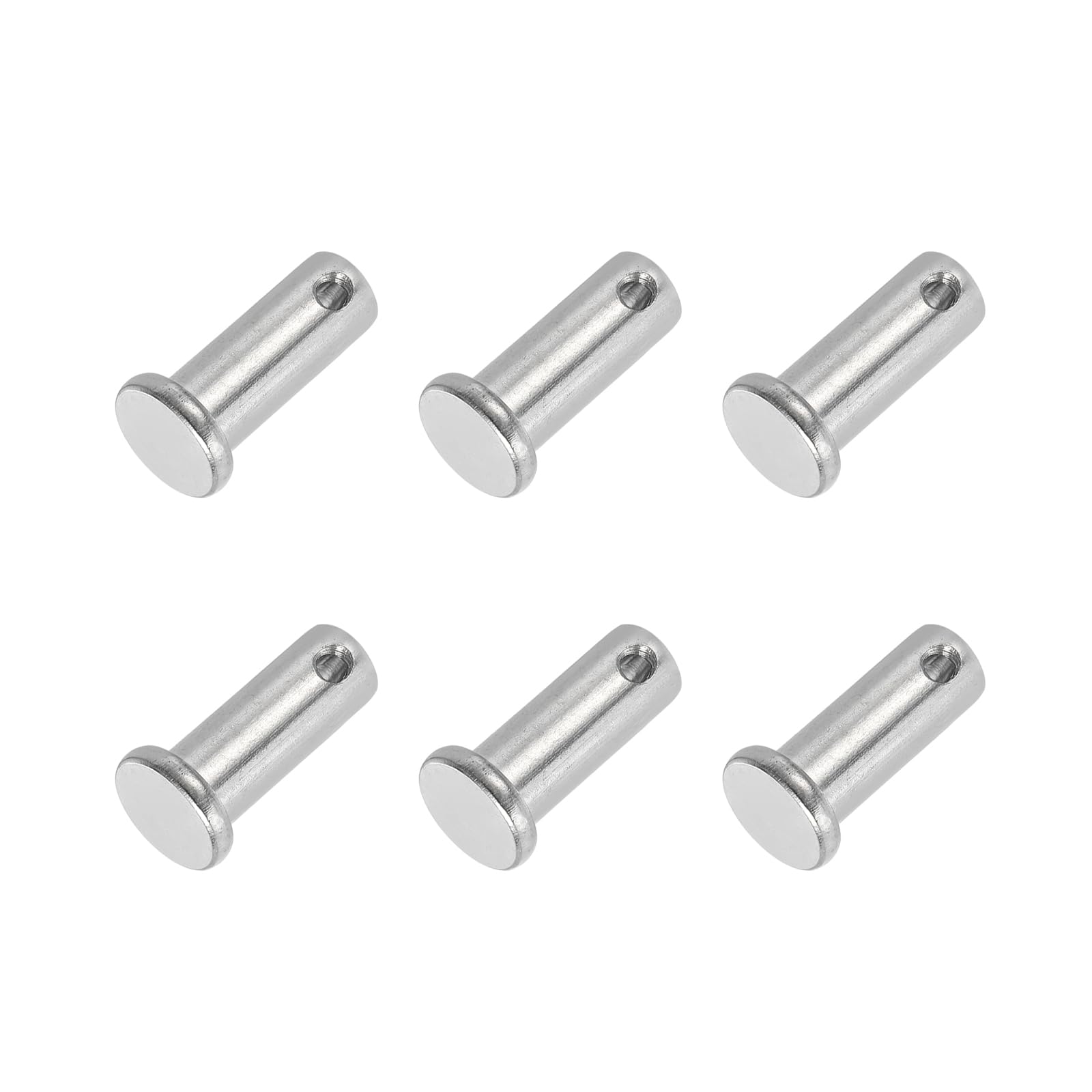 PATIKIL 10 x 25 Mm Single Hole Clevis Pins, 6 Pcs 304 Stainless Steel Flat Head Pin for Hitch Pin Lock Link Hinge Systems, Silver