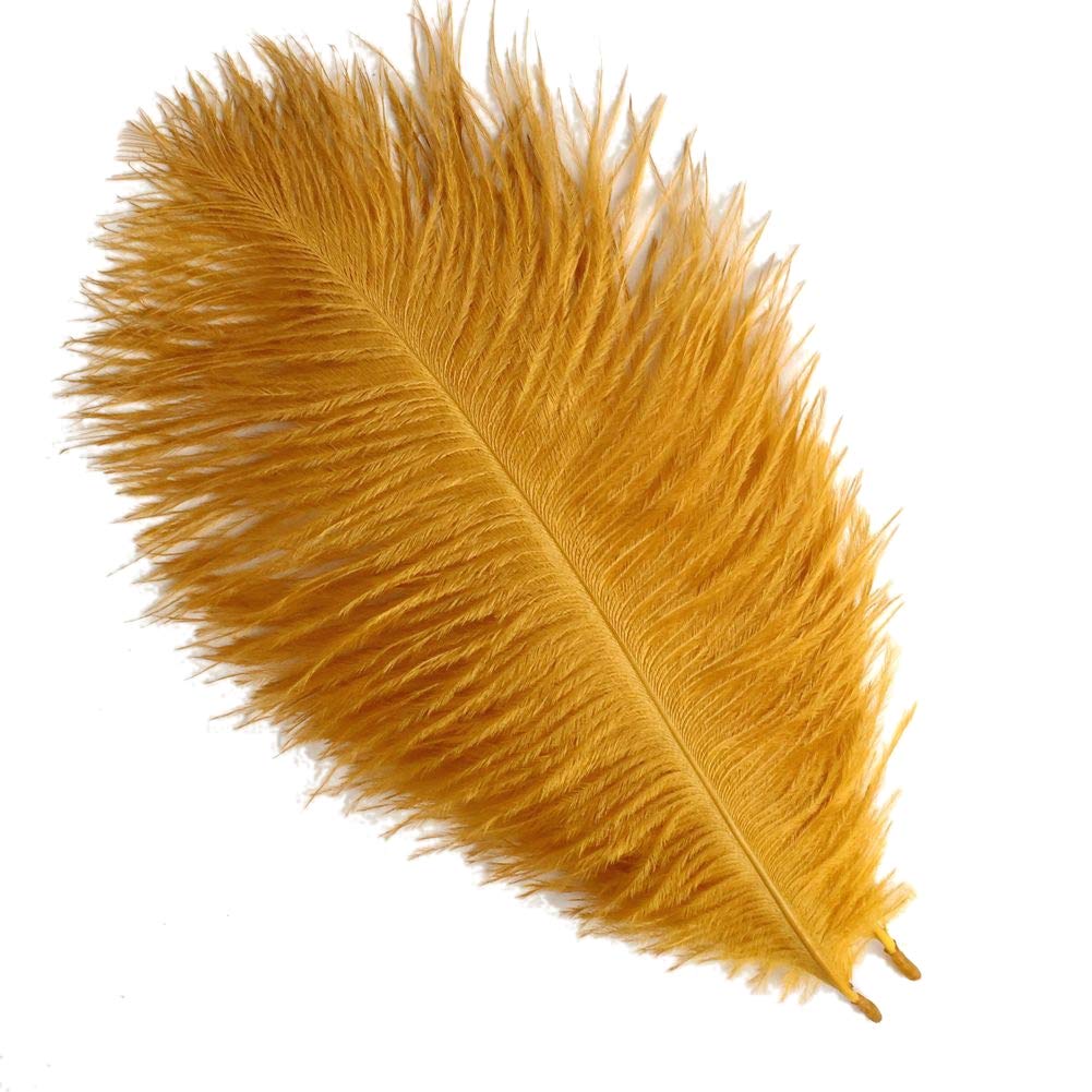 Sowder 50pcs Natural 8-10inch(20-25cm) Ostrich Feathers for Home Wedding Decoration(golden)