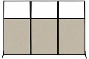 Versare Workstation Partition | Portable Wall Divider | Modern Office Cubicle | Free Standing Privacy Screen | Flexible Work Space | 99" x 70" W/Window, Sand Fabric Panels