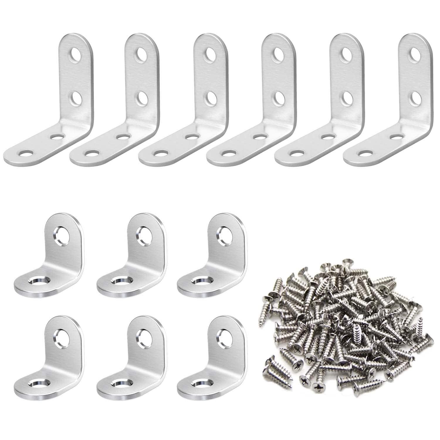 RIVIEVAL L Bracket, 12Pcs Metal Bracket for Wood Right Angle Bracket L Shaped Bracket Corner Bracket with 36 Metal Screws for Wood Furniture Cabinet Desk(Silver) — image 1