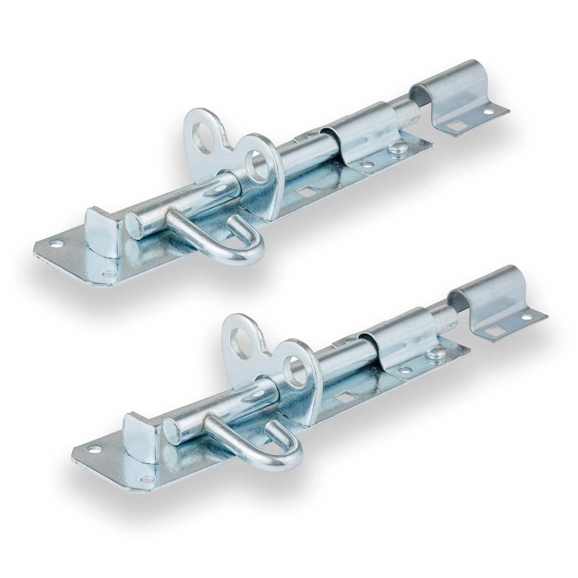 XFORT® 2 Pack Brenton Strong Sliding Lockable Padbolt 200mm (8") Ideal for use with Shed Doors, Gates and Outhouse Doors (200mm, Zinc)