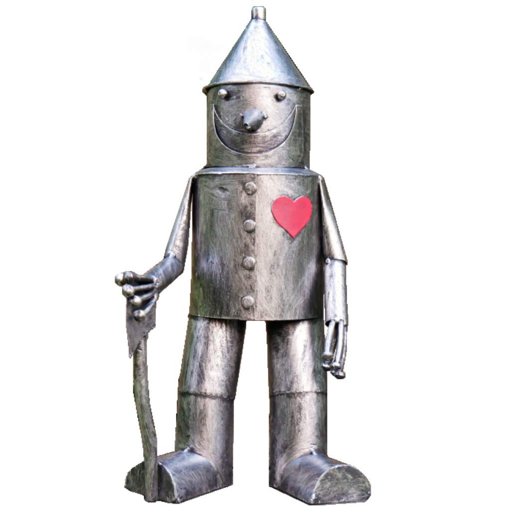 41cm Tall 'Tin Man & His Heart' Metal Garden Sculpture with Axe Small