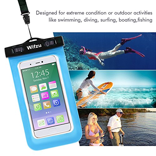 Wifzu Waterproof Phone Case Dry Bag Holder PVC IPX8 Certificated Feet Waterproof Snowproof Dustproof No Leaking for 6 Inch Universal Smartphone Cell Phone 3 Pack with Jack - Thumbnail 4