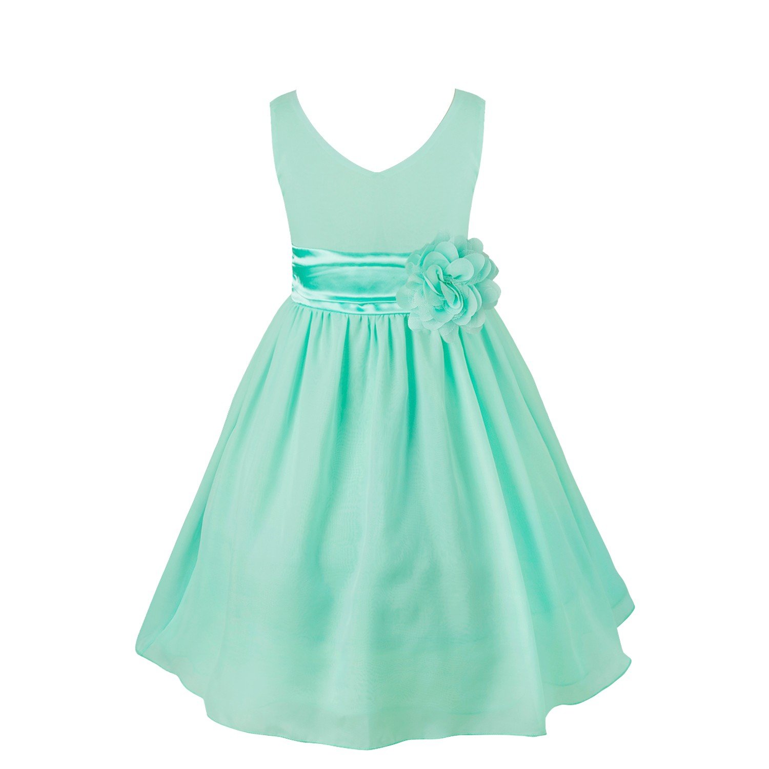 YiZYiF Kids Big Girls Double V Neck Flower Dress