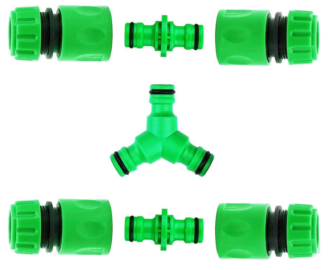 CaLeQi 4PCS End Quick Connectors & 2PCS Double Male Hose Connectors & 1PCS Y Male Garden Hose Connector for Hose Pipe Fitting 1/2" Plastic Tap Connector & Repair