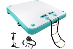 TONKOUM 5ft/6ft/8ft/10ft Floating Dock Water Platform, Multi-People Inflatable Floating Mat, Dock Platform for Lake/Boats/Island/Swimming Pool