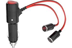 WSVOLLIS Car Cigarette Lighter Splitter, 1 to 2 Dual Socket 12V/24V Power Adapter with On/Off Switch, 15A Fuses for Car Vehicle, 2-Way Extension Charger Port for DC 12/24 Volt Cars, Y-Splitter Design