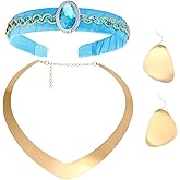 PEIQICHU Halloween Princess Costume Accessories for Women Princess Headband Hair Accessories with Necklace Earring for Halloween Cosplay Party