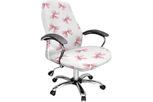 Xorudoydet Pink Bow Pattern Office Chair Cover Computer Chair Slipcovers with Elastic Bottom Washable Fit Office Chair Seat C