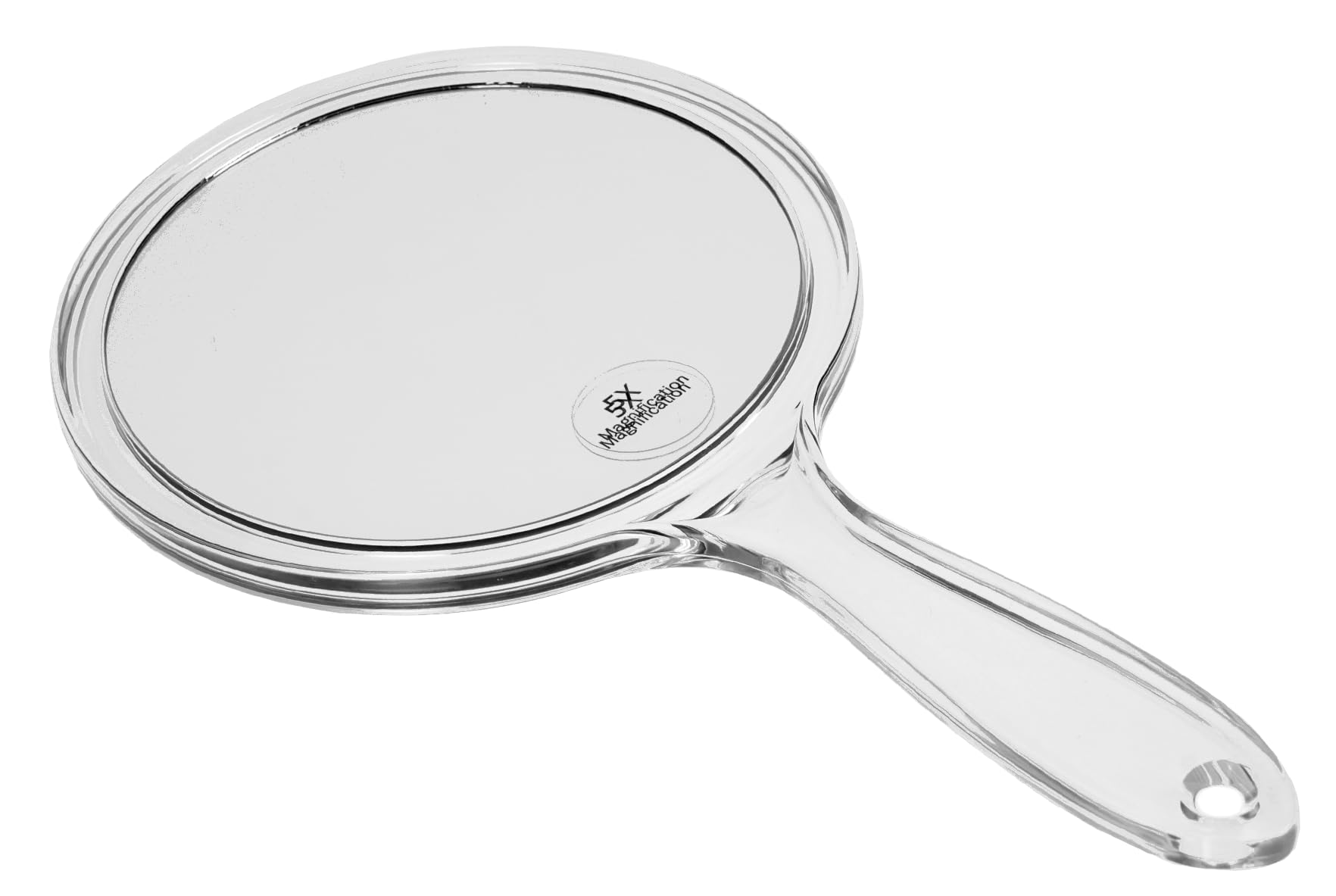 Fantasia Hand-held Mirror with Handle - Double-Sided Normal and 5x Magnification Diameter 15 cm Length 27 cm Acrylic