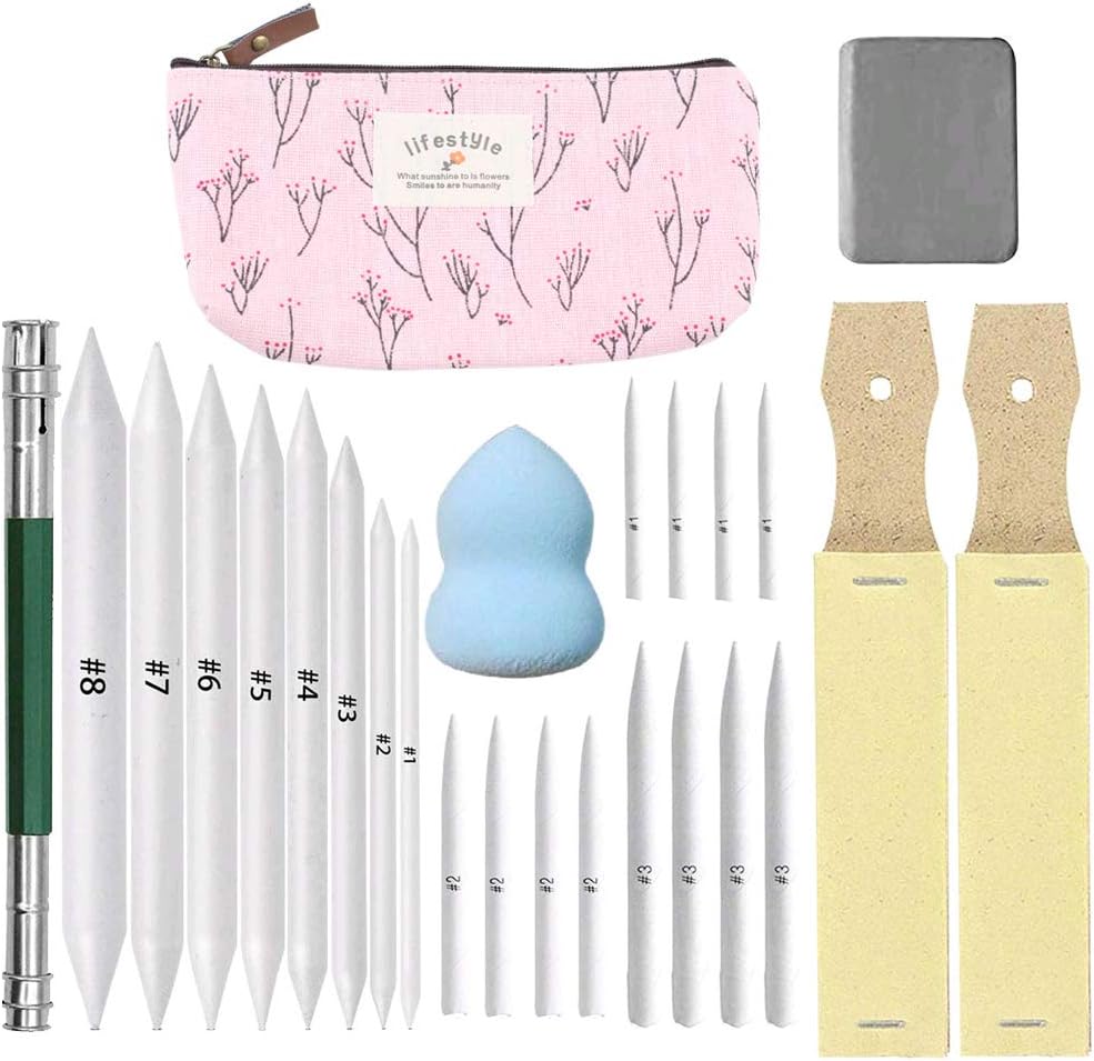 HO2NLE 25 Pcs Artist Blending Tools Pastel Tools for Art Blenders Set