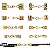 PH PandaHall 16pcs Leather Cord End Caps, 8 Style Golden Alloy Cord Ends with Alloy Lobster Claw Clasps Leather Necklace Cord for DIY Crafts Jewelry Making Findings Necklace Bracelet Anklet