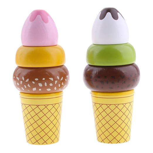 Sharplace 2 Pieces Wooden Ice Cream Role Play Game Educational Preschool Toy Amazon.co