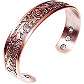LONGRN-Copper braceletr for men -Ultra Strength Magnetic Bracelets, 99.99% Pure Copper Cuff Bangle with 3500 Gauss Neodymium Magnets, Adjustable, Vintage Collection