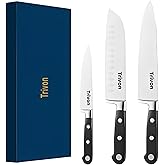 Trivon Kitchen Knife Set with Gift Box – 3-Piece Professional Chef Knife Set, Japanese High-Carbon Stainless Steel Ultra-Sharp Cooking Knives 8" Chef Knife + 7" Santoku + 5" Utility Knife