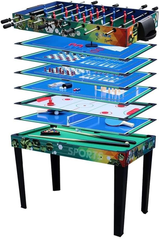 Solex 12-in-1 Multi-Function Games Table | Backgammon | Billiards | Bowling | Cards | Checkers | Chess | Horeshoes | Ring Toss | Shuffleboard | Slide Hockey | Soccer | Table Tennis