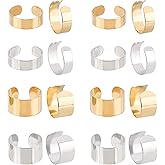 UNICRAFTALE 24pcs 2 Colors Plain Wide Band Rings 304 Stainless Steel Cuff Rings Open Ring for DIY Jewelry Making Size 8 18mm Inner Diameter