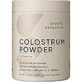 Sports Research® Bovine Colostrum Powder – Easy to Mix, Single Ingredient Superfood – Immunity Support & Gut Health w/IgG Antibodies - U.S. Sourced · Non-GMO · Gluten Free - 75 Servings (Unflavored)