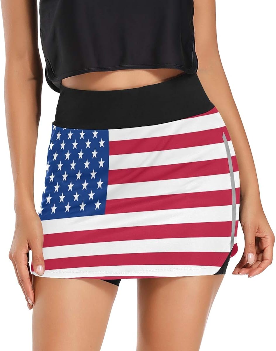 Lianmei Golf Skorts Skirts for Women,Special USA State Flag Skort
