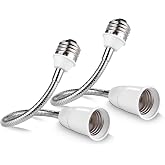 EMNOOTI Light Socket Extender Adapter, Flexible 6 Inch to 24 Inch Extension, E26 Base, White