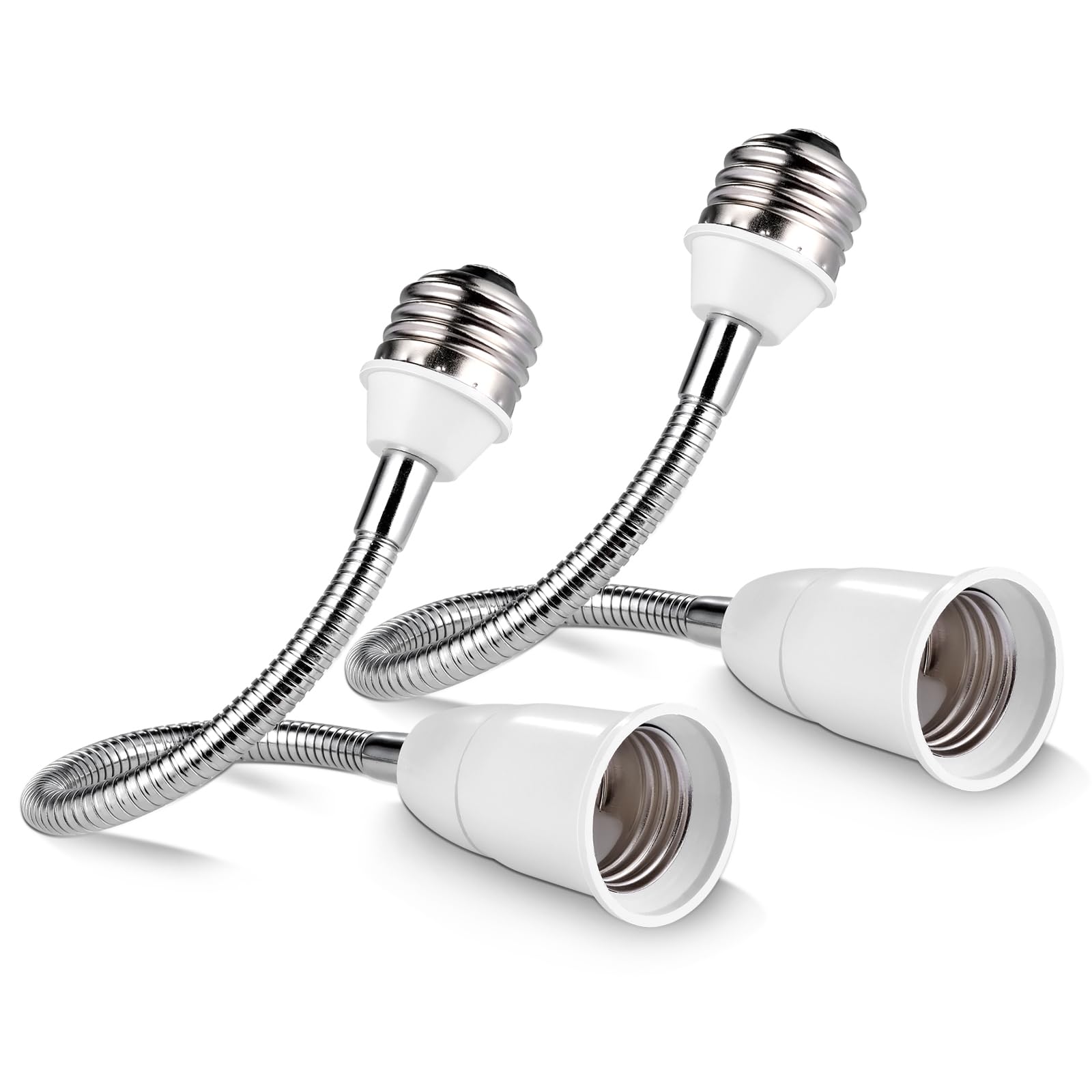 Photo 1 of EMNOOTI Light Socket Extender Adapter, Flexible 6 Inch to 24 Inch Extension, E26 Base, White