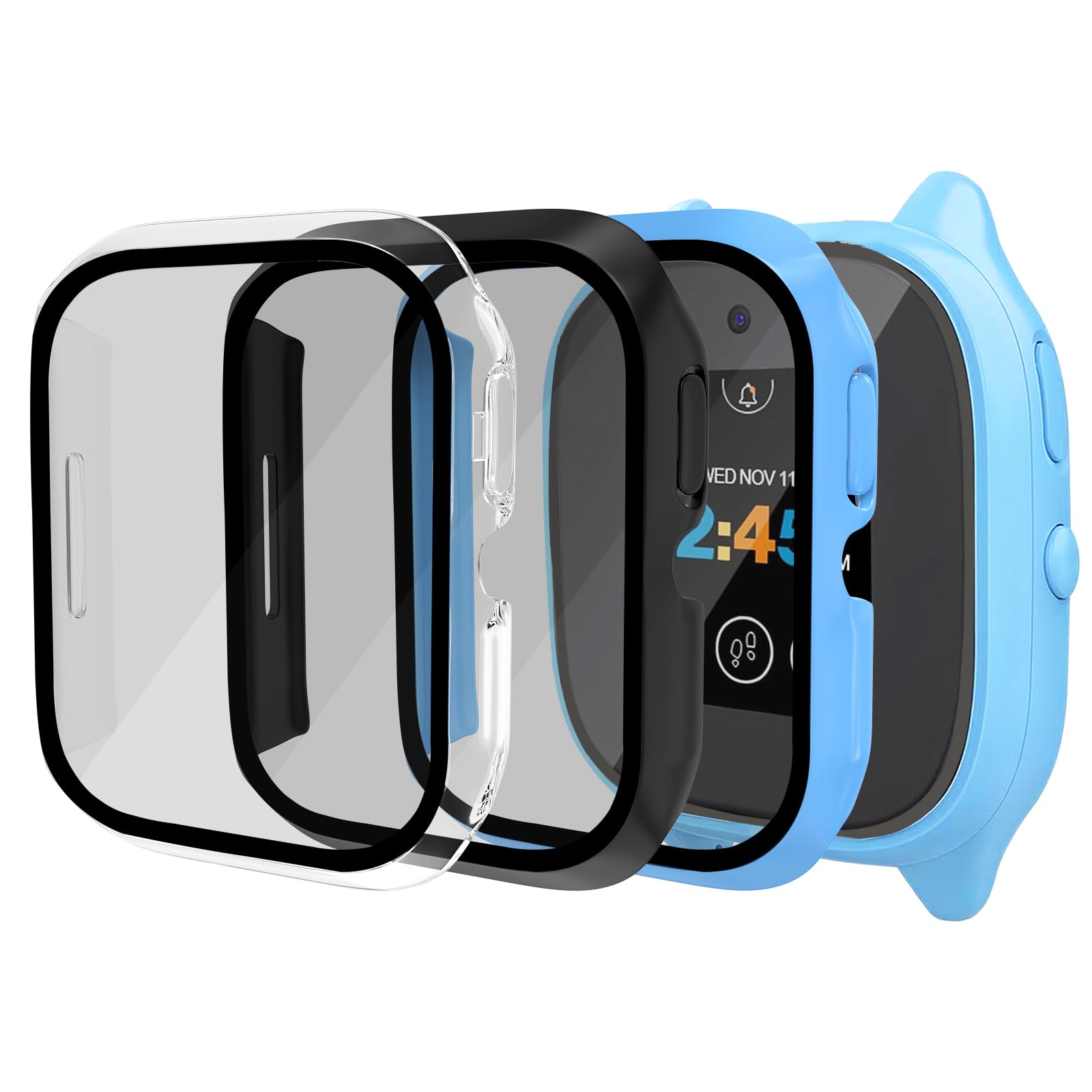 surundo 8 Pack Apple Watch Case for Apple Watch 38MM Series 3/2/1 Hard PC Case Built-in Tempered Glass Screen Protector Overall Protective Cover for iwatch 38MM