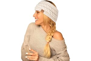 Hatromm Winter Headbands for Women Wool 2 Pack, Ear Warmers for Women Headband Knit Thick Fleece Lined, Cold Weather Warm Ear