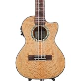 Lanikai QM-NACET 4 String Ukulele, Tenor Quilted Maple Ukulele with Cutaway and Fishman Kula Electronics, Natural Stain
