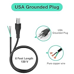 6 FT 14 AWG 3 Prong Replacement Power Cord, 15 Amp