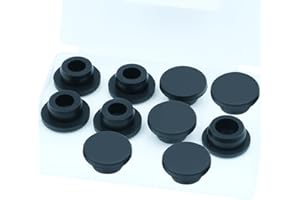 UILLCUET 10PCS 7/8 inch / 23mm Black Hole Plugs Silicone Rubber Plugs for Round Holes, Rubber Stoppers Waterproof Tube Plugs Flexible T-Type, Used for Sealing Plugs Bathtub Jet Covers, Fit for 22~23mm Hole