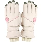 Feelorna Ski Gloves for Women, Winter Touchscreen Waterproof Warm Snow Gloves with Adjustable Wristband, Non-Slip Windproof Thermal Snowboard Glove for Cold Weather