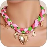 Coiris Scarf Necklace for Women Bandana Charm Western Heart Pendant Boho Summer Beach Necklace Jewelry for Women