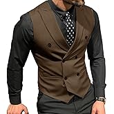 Enliflux Men's Peak Lapel Double Breasted Suit Vests Casual Business Vests Slim Fit Waistcoat For Wedding Groom Dating