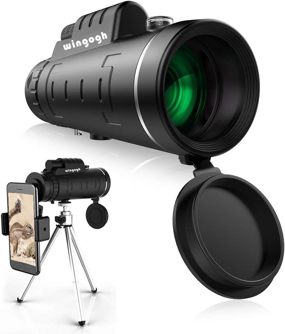 Monocular Telescope, 40x60 High Power HD Compact Monocular for Adults Kids, Night Vision Waterproof Scope with Smartphone Holder & Phone Tripod & BAK4 Prism FMC for Bird Watching Camping Hiking