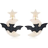 FILMOON Halloween Earrings Acrylic Spooky Ghost Dangle Earrings BOO Earrings Pupkin Party Costume Jewelry for Women