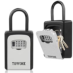 TOWOKE Key Lock Box For Outside - Weatherproof Lock