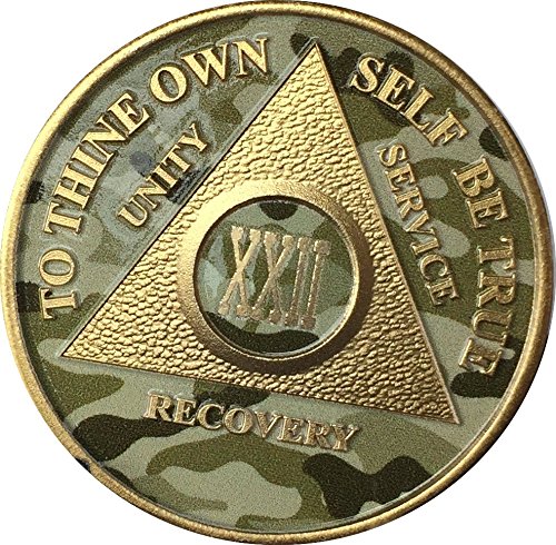 22 Year AA Medallion Camo Gold Plated Anniversary Chip Camouflage Color