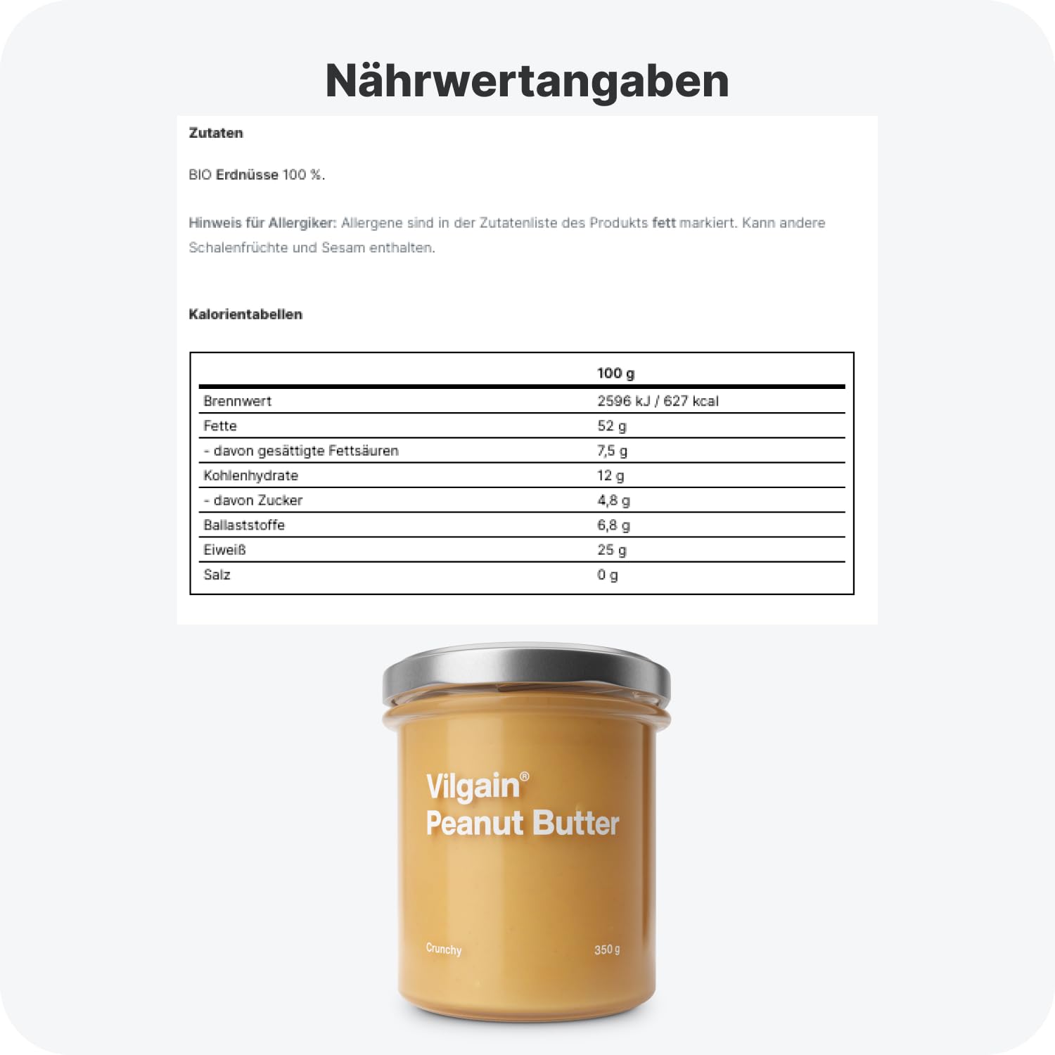 Vilgain Bio Erdnussmus Knusprig (1000 g) Erdnussbutter – Vegane Erdnusscreme Ohne Zuckerzusatz & Ohne Palmöl, Proteinreiche Erdnusspaste Aus Gerösteten Bio Erdnüssen Ballaststoffreicher Fitness Snack 6