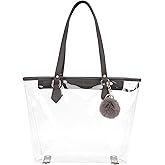 Large Clear Bag Transparent Shoulder Handbag with Plush Pendant