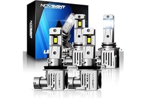 NOVSIGHT 9005 H11 Bulbs Combo 6500K White Light, 9005/HB3 and H11/H9/H8 Fog Light, 36000 Lumens Super Bright, 1:1 Size Plug and Play, Pack of 4