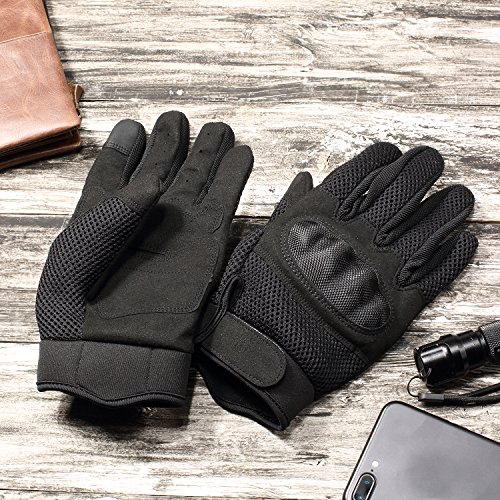JIUSY Military Shooting Hard Knuckle Tactical Gloves for Airsoft Paintball Motorcycle Cycling Riding Hunting Hiking Army Combat Touch Screen Full Finger Gloves Size Black X-Large B20 - Thumbnail 7