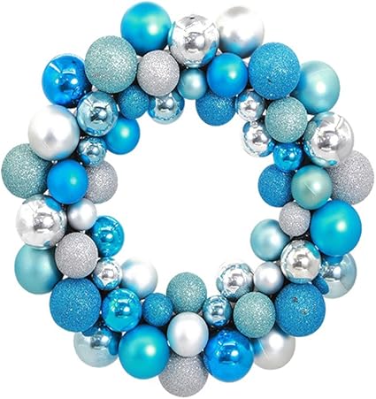 Couronne De Noel Tinksky 55 Boules De Noel A Decorer Deco Noel Bleu Argent