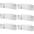 AKT LIGHTING Commercial Emergency Light, UL Certified, White Emergency Light Fixture with 2 LED Square Heads Adjustable & Backup Batteries Exit Lighting（6Pack）
