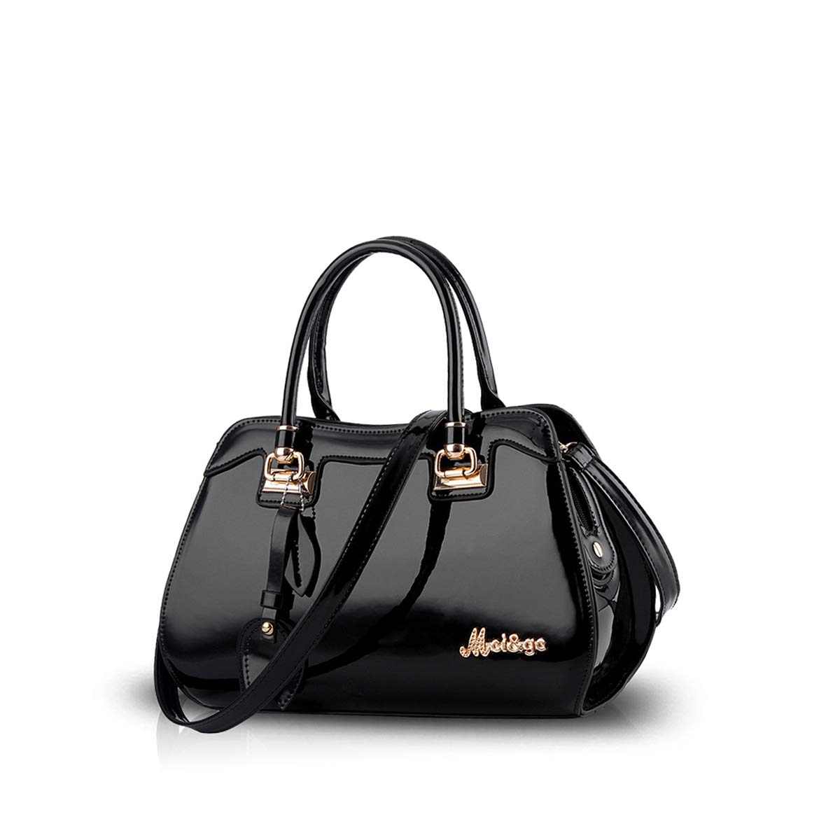 NICOLE & DORIS New Top-Handle Handbag Women Crossbody Shoulder Bag Elegant Purse Patent Leather Shoulder Bag Black
