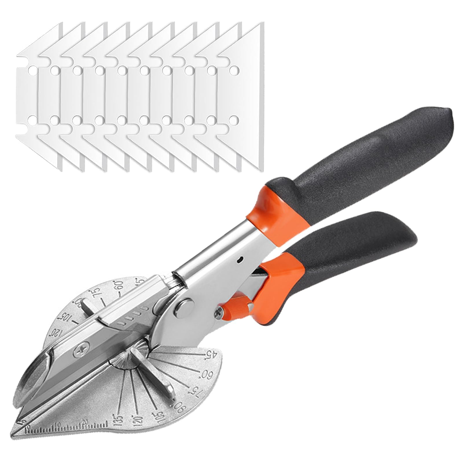 GIONAR Miter Shears, 45 to 135 Degree Trunking Cutter Trim Cutter, Multi-Angle Gasket Shear for Soft Wood, Plastic, PVC, Angular Cutting and Moulding Trim, Blind Cutter with 10 Spare Blades