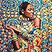 Yomiie 5D Diamond Art Painting African American Full Drill by Number Kits, Colorful African Woman DIY Paint with Diamonds Art Rhinestone Embroidery Craft for Home Room Decoration (14x14 inch)