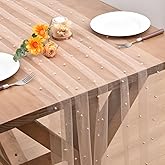 Dlpafzy Nude Pearl Table Runner Boho Rustic Tulle Lace Spring Easter Table Runner for Baby Shower Wedding Arch Decor Veil Dessert Table Decor