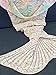 KAZOKU Crochet Mermaid Tail Blanket for Adult, 74-Inch-by-35-Inch, White